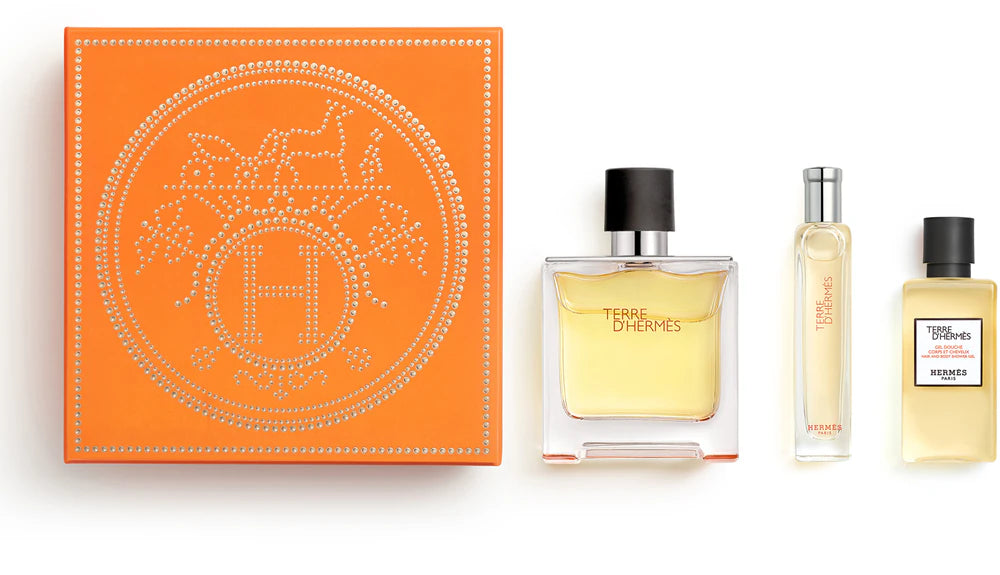 HERMES TERRE D'HERMES (M) SET PARFUM 75ML + PARFUM 15ML + HAIR & BODY SG 40ML